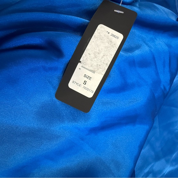 Vintage Bebe Satin Cowl Neck Slip Midi Dress Royal Blue Size S NWT - Picture 10 of 12